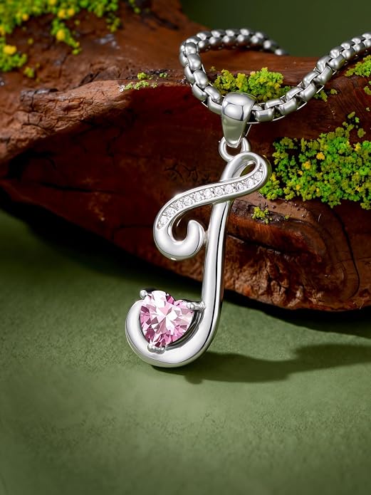 Birthday Gifts for Women Alphabet A to Z Initial Birthstone Pendant Necklaces for Women - 18k White Gold Plated Personalized Name Jewelry Anniversary Graduation Gifts for Wife Her Daughter Girlfriend(with Gift Box)