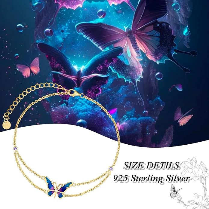 Ankle/Bracelet for Women Sterling Silver Sea Turtle/Butterfly/Mustard Seed/Sister/Sunflower/Elephant Gifts for Birthday Summer Beach Jewelry for Mom Wife Daughter Friend