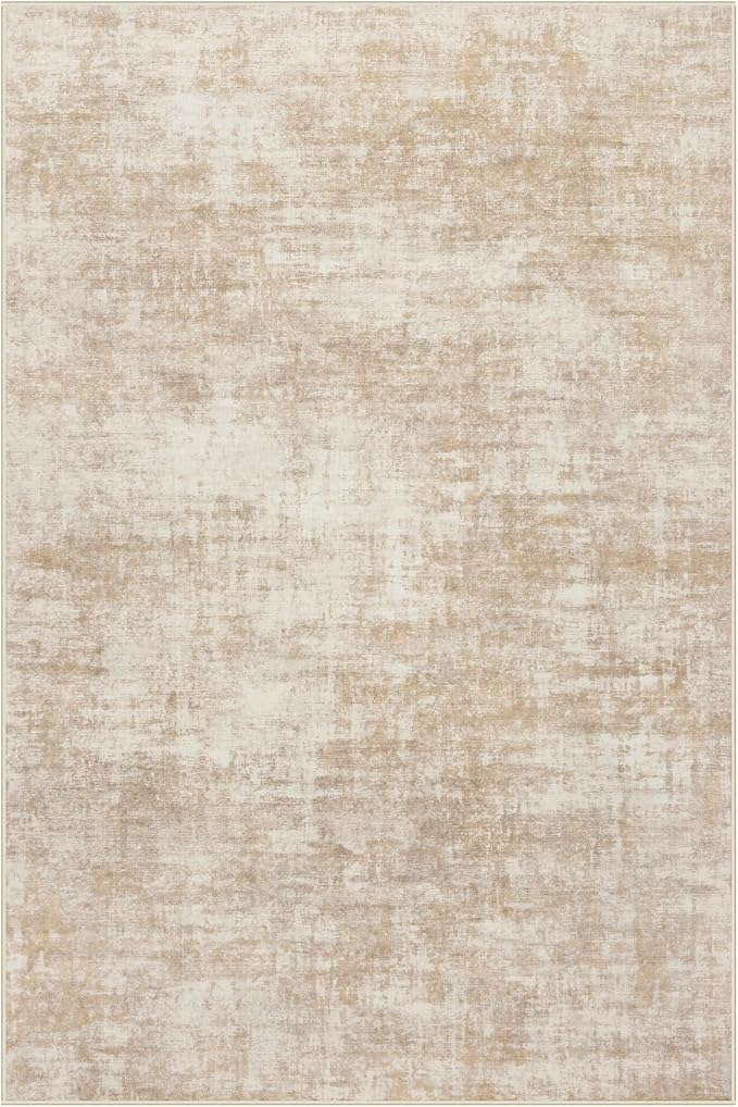 8x10 Area Rugs Washable Rug: Modern Abstract Living Room Rug Soft Anti-Skid Thin Carpet Indoor Floor Non-Shedding Carpets for Bedroom Dining Room Farmhouse Nursery Home Office Beige
