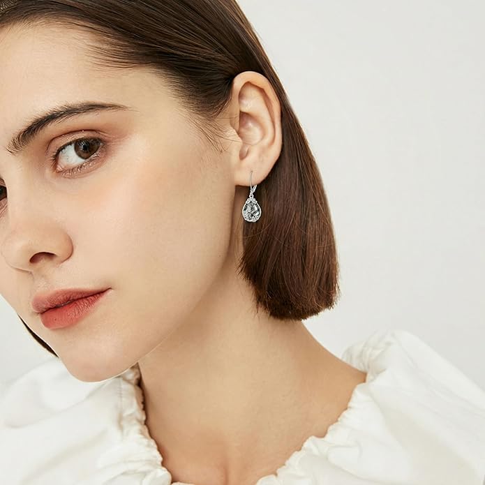 POPLYKE Celtic Filigree Teardrop Drop Dangle Earrings Sterling Silver Leverback Earrings Jewelry for Women