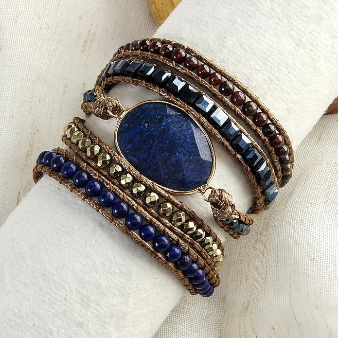 Women Wrap Bracelets Boho Natural Stone Jasper Turquoises Strand Bracelet Jewelry Collection