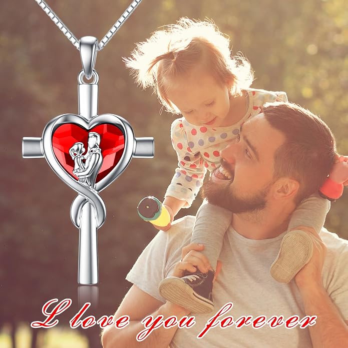 PROESS S925 Sterling Silver Daughter Heart Pendant Necklace from Dad Mom I Love You Forever Jewelry