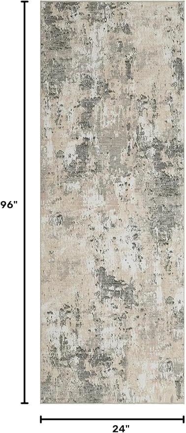 ROYHOME Modern Abstract 2x8 Runner Rug Washable Non Slip Stain Resistant Rug for Hallway Kitchen Bedroom Non Shedding Low Pile Indoor Floor Cover,Grey Yellow