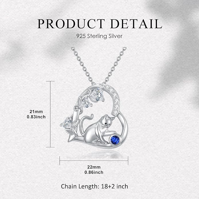 PELOVNY Teddy Bear Necklace for Women 925 Sterling Silver Bear/Highland Cow/Fox/Cat/Axolotl Birthstone Necklace Christmas Birthday Jewelry Gifts for Mom Daughter Wife Sister