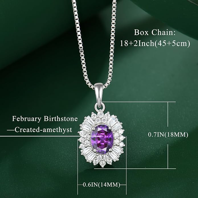 Birthstone Necklace 925 Sterling Silver Oval 5A Cubic Zirconia Pendant Necklace Jewelry Birthday Gifts for Women