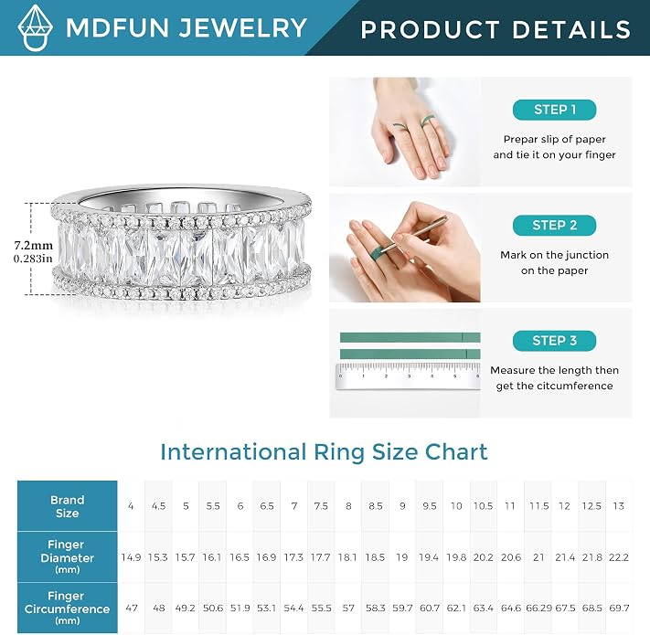 MDFUN 18K Gold Plated Eternity Rings for Women Cubic Zirconia Wedding Promise Engagement Band