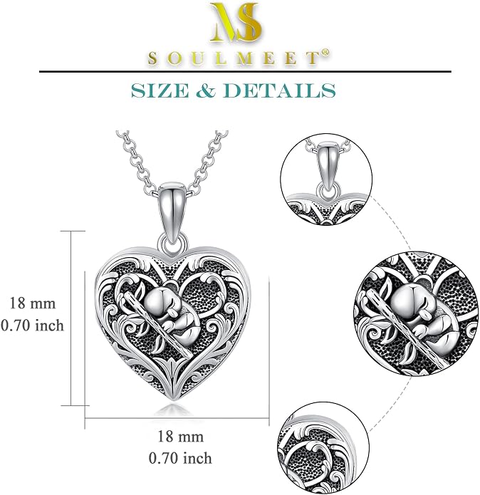 SOULMEET Personalized Silver Locket Necklace That Holds Pictures Photo Keep Someone Near to You, Memorial Custom Lockets Necklaces Letters Engraving for His Her