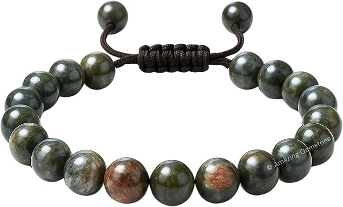 Amazing Gemstone Que Sera Stone Llanite Bracelet, Gifts for Men & Women - Protection Healing Crystal Bracelet - 8mm Gemstone Beaded Adjustable Bracelet, Pulseras para Hombres Mujer Stocking Stuffers