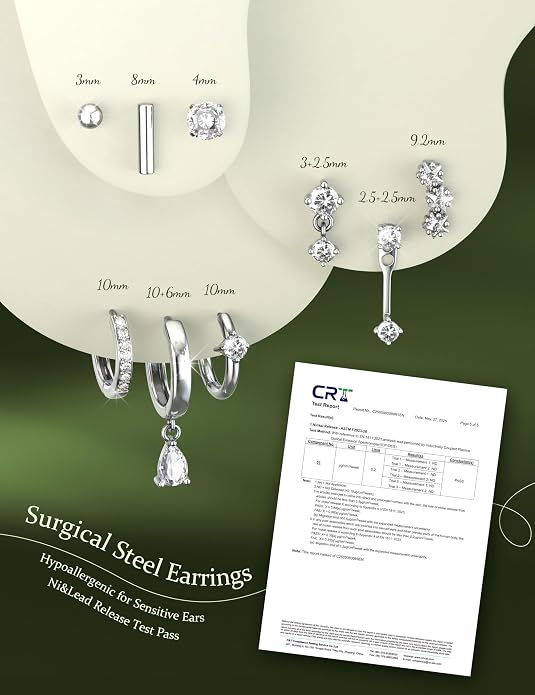 Hypoallergenic Silver Gold Earrings Stacks - 9 Pairs 14K Gold Plated Surgical Stainless Steel Earring Set for Sensitive Ears - Small Ear Piercing Flat Back Cartilage Earrings for Women Trendy Gifts