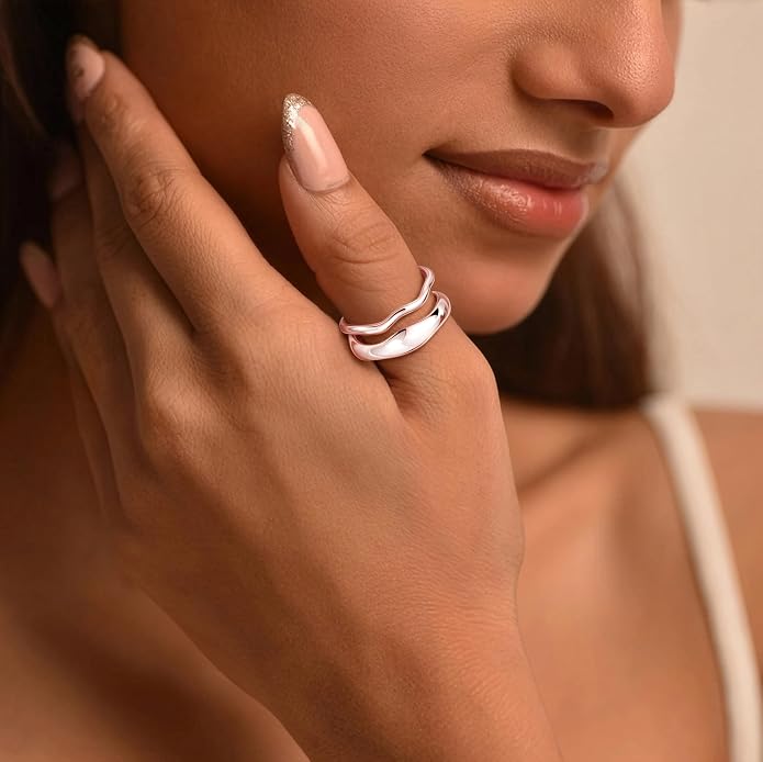 Gold Rings for Women Men Non Tarnish, Waterproof Chunky 14K Gold Plated Dainty Stackable Rings Trendy Statement Pinky Thumb Rings Engagement Eternity Wedding Band Ring Stacking Gold Jewelry Size 3 4 5 6 7 8 9 10 11