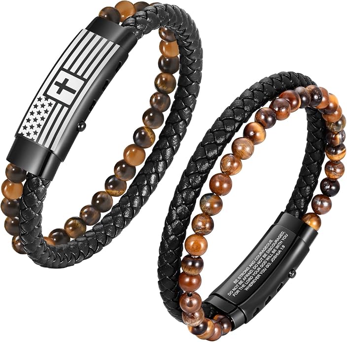 VNOX Men's Inspirational Mantra Engarved Handmade Braided Leather Adjustable Cuff Bangle Bracelet Encouragement Motivational Gift for Men