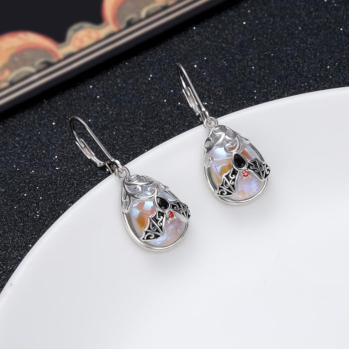 925 Sterling Silver Filigree Dangle Drop Earrings Daisy/Lotus/Rose Flower/Moonstone Leverback Teardrop Earrings for Women Infinity Celtic Knot Daisy Lotus Jewelry for Mothers Day