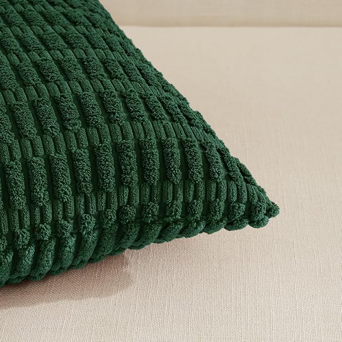 Fancy Homi 4 Packs Decorative Throw Pillow Covers for Living Room Couch Bed, Modern Farmhouse Boho Home Décor Accent Cushion Case, 26" x 26", Dark Green