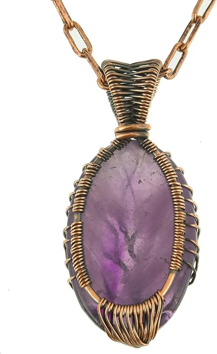 Tree Of Life Natural Gemstone Pendant Copper Wire Wrapped Jewelry Necklace