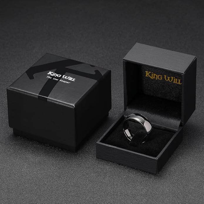 King Will Tungsten Carbide Wedding Band for Men Women Promise Rings for Couples Domed High Polish