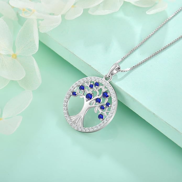 STARCHENIE Tree of Life Necklace 925 Sterling Silver Pendant for Women Family Tree Necklaces Birthstone Jewelry for Her Wife Mom Grandma