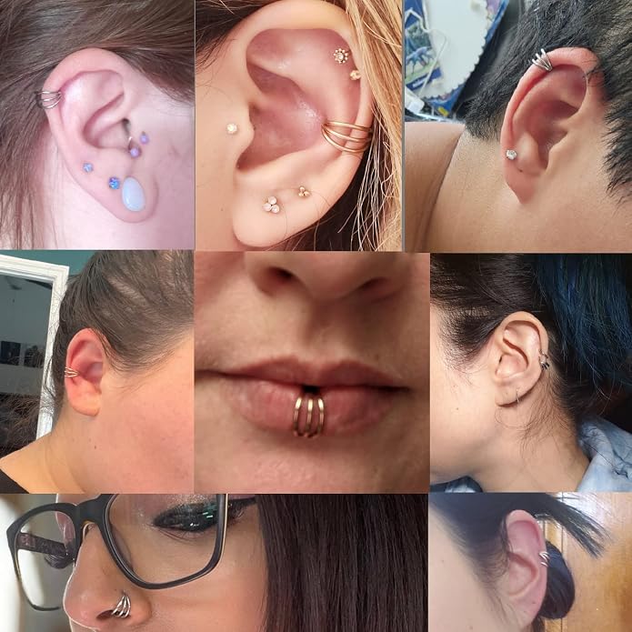 316L Surgical Steel Septum Clicker Ring Nose Ring Hoop Sleeper Hoop Earring Helix Rook Conch Cartilage Daith Tragus Earrings Lobe Nose Piercing Jewelry for Women