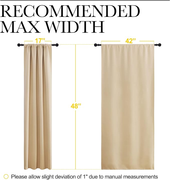 NICETOWN Blackout Room Darkening Curtains - Home Decoration Light & Noise Reducing Thermal Insulated Window Draperies with Rod Pocket Top (Biscotti Beige, Set of 2, 42 inches Wide x 48 inches Long)