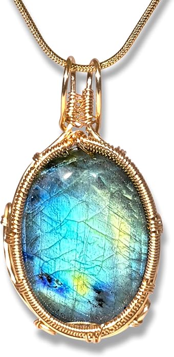 Natural Faceted Labradorite Pendant Necklace – Unique Stone of Magic & Transformation, Iridescent Flash Gemstone Jewelry, Handmade Healing Crystal Gift for Women, Birthday, Anniversary, Spiritual Awakening & Intuition