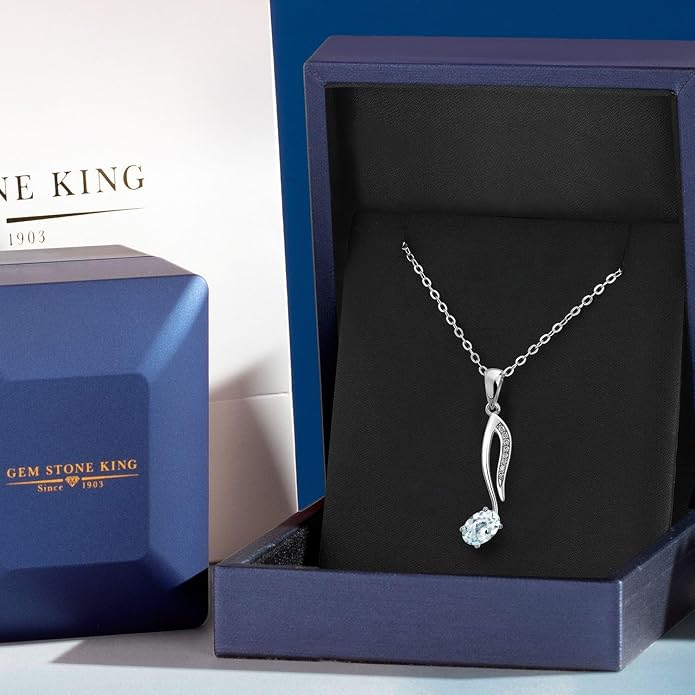 Gem Stone King Music Eighth Note Pendant Necklace | 925 Sterling Silver | 6X4MM Oval Gemstone Birthstone | With 18 Inch Silver Chain | Designed By Keren Hanan