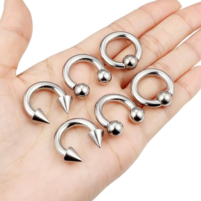 00G 0G 2G 4G 6G 8G 10G 12G 14G 16G Septum Rings Silver Black Surgical Steel Heavy Gauges Earrings Stretching kit Eyebrow Lip Septm Nose Rings Helix Tragus Daith Rook Earrings Hoops 10mm-19mm