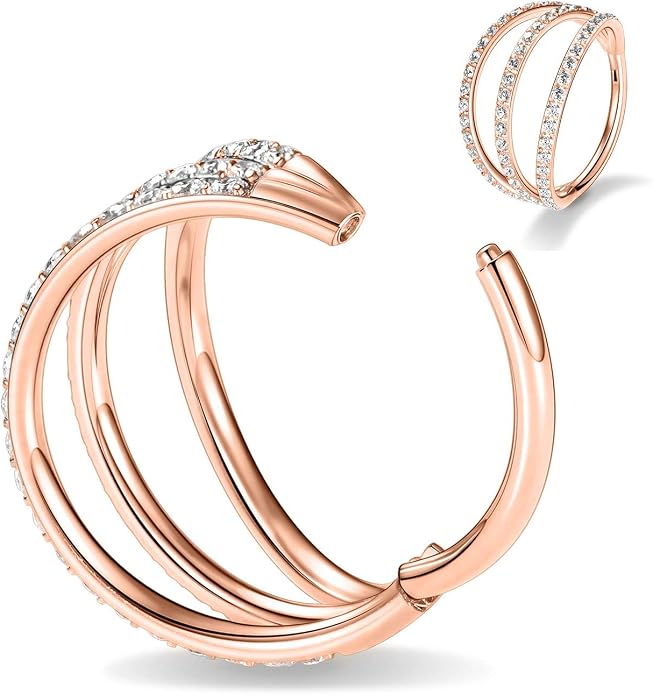 316L Surgical Steel Septum Clicker Ring Nose Ring Hoop Sleeper Hoop Earring Helix Rook Conch Cartilage Daith Tragus Earrings Lobe Nose Piercing Jewelry for Women