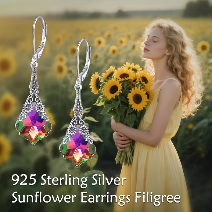 Silver Earrings for Women Sterling Silver Filigree Earrings Teardrop Dangle Drop Filigree Bohemia Jewelry Gift for Women Mother Mom