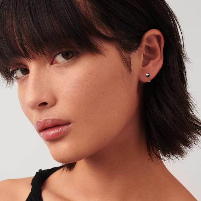 CHIC & ARTSY 925 Sterling Silver Half Hoop Earrings for Women, Dainty Huggie Hoops with Synthetic Opal, Moonstone, CZ & Gemstones, Lightweight Comfort Fit Everyday Elegant Jewelry