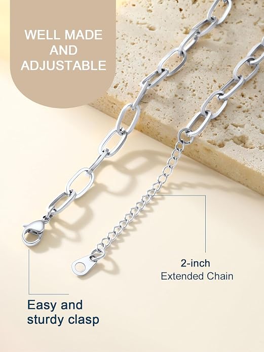 ChainsPro Stainless Steel Waterproof Anklet for Women, Adjustable Non Tarnish Layered Anklets, Trendy Dainty Cuban Link Ankle Bracelet Beach Jewelry Gifts for Swimming & Daily Wear (8.5+2 inches)