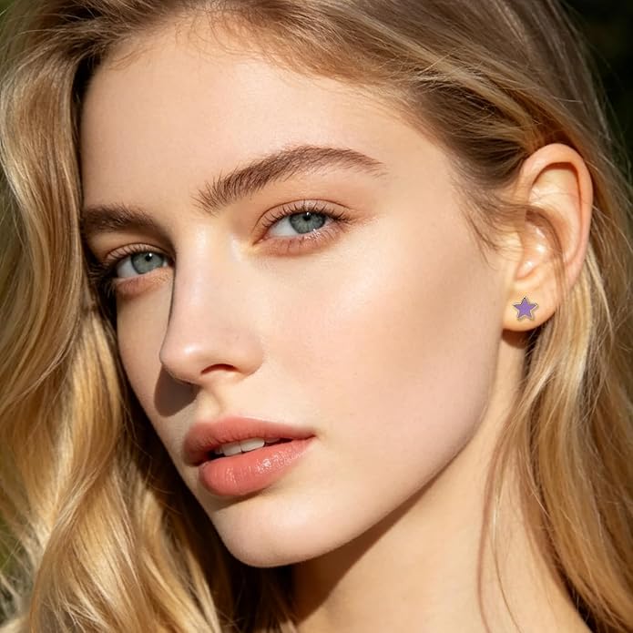JMLOON 12 Pairs Enamel Flat Back Stud Earrings Surgical Stainless Steel Round Heart Star Square Hexagon Screw Back Stud Earrings
