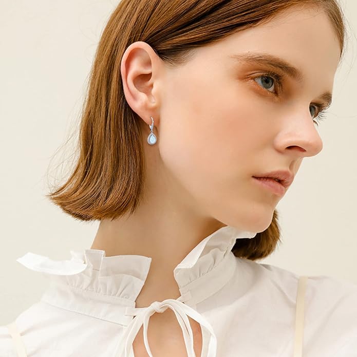 Trendy Dangle Earrings for Women Teen Girls Sterling Silver 12 Birthstone Earrings Minimalist Hypoallergenic Earrings for Sensitive Ears Jewelry Gifts