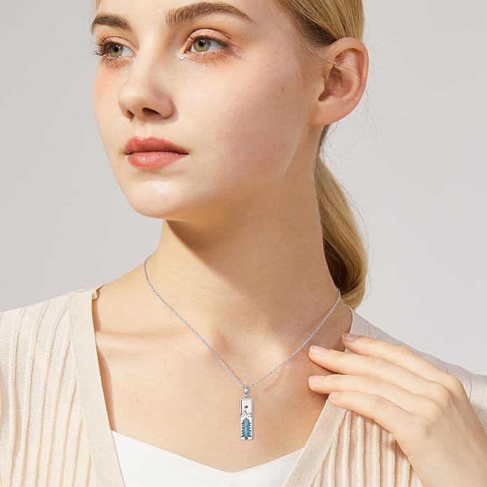 HPQQ Cross Necklace 925 Sterling Silver Turquoise Tree of Life Celtic Knot Cross Pendant Jewelry Mother's Day Gifts for Women