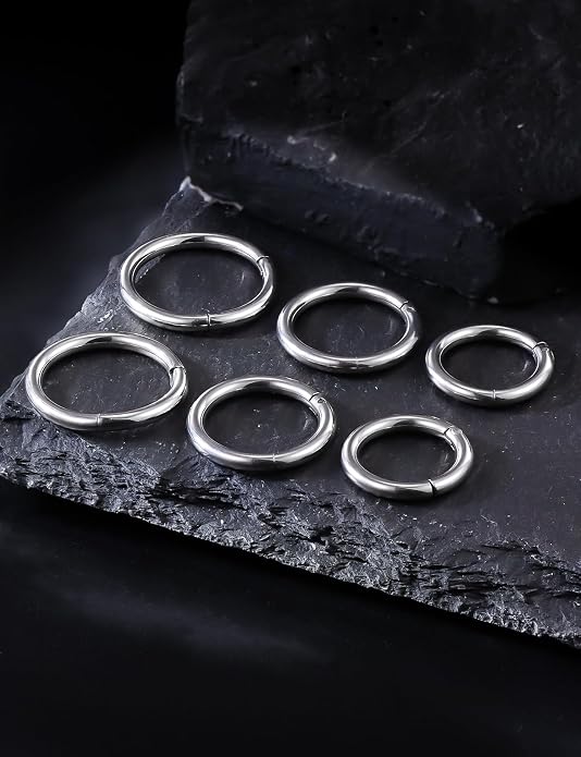 20G 18G 16G 14G 12G 10G 8G 6G 4G 2G Nose Rings Hoops 316l Surgical Steel Clicker Septum Lip Ring Tragus Helix Daith Rook Conch Snug Cartilage Lobe Earrings Hoop Piercing Jewelry For Women Men