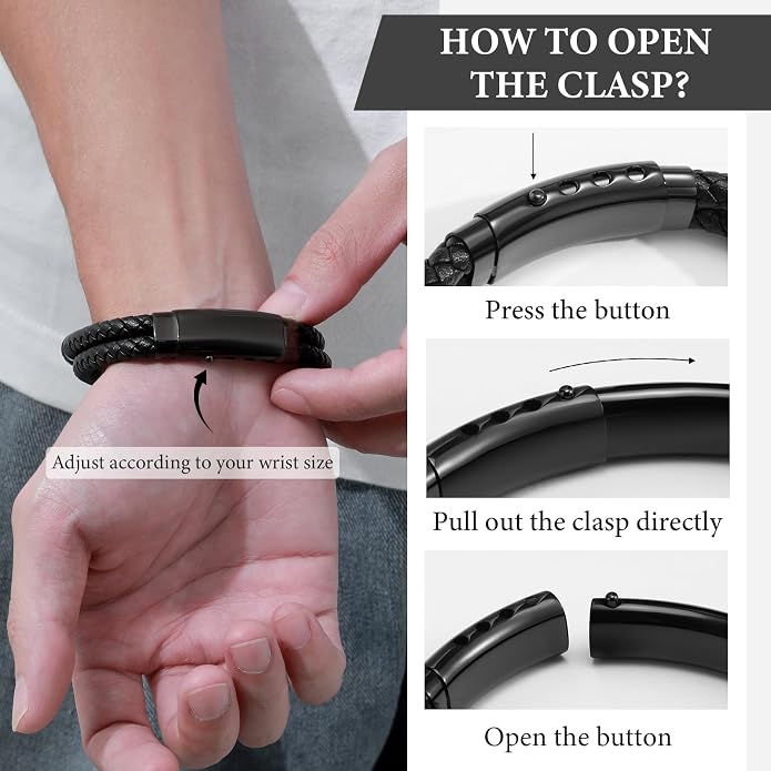 VNOX Men's Inspirational Mantra Engarved Handmade Braided Leather Adjustable Cuff Bangle Bracelet Encouragement Motivational Gift for Men