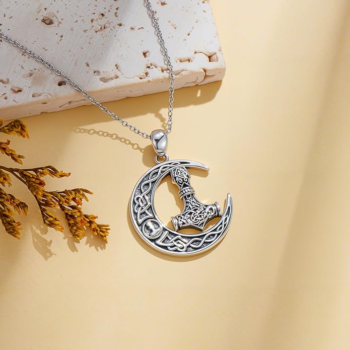 Cross/Pentagram/Tree of Life/Celtic Trinity/Anchor/Thor's Hammer/Sun/Eye of Horus Necklace Moon Pendant Mothers Day Gifts for Women