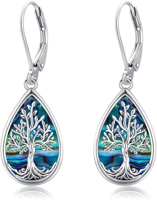 Aniu Tree of Life Earrings for Women Turquoise Malachite Teardrop Dangle Earrings for Women Sterling Silver Anniversary Birthday Drop Dangle Earrings Jewelry Gifts