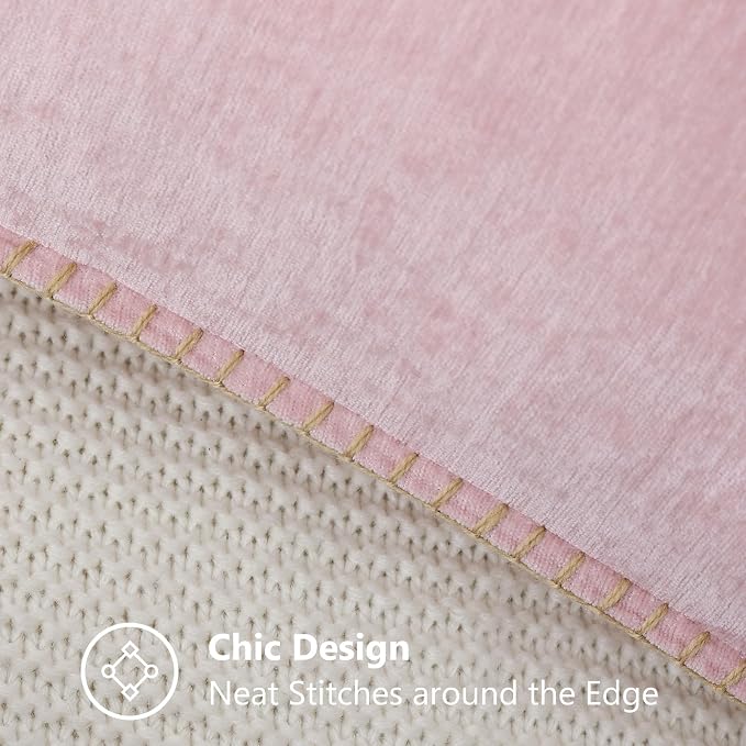 decorUhome Soft Chenille Throw Pillow Covers 16x16 Set of 2 Blush Pink | Fall Textured Decorative Throw Pillow Cases Stitched Edge Modern Farmhouse Luxury Boho Velvet for Couch Sofa Bed Home Decor