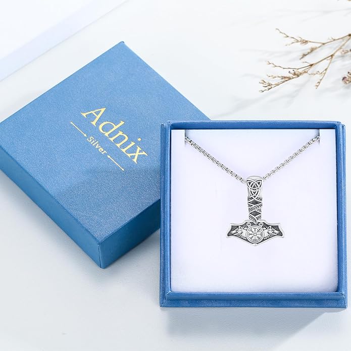 Viking Necklace 925 Sterling Silver Celtic Nordic Runes Amulet Necklace Viking Jewelry for Men Women