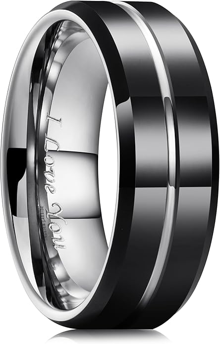 King Will Tungsten Carbide Wedding Band for Men Women-6/8/10mm Width Multicolor Available with Grooved Center Wedding Ring Suitable for Work, Gym Comfort Fit Size 4-16