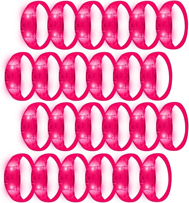 24 Pack Light UP Bracelets Sound Activated Flashing Wristbands Music Control Glow in the Dark Bracelets for Rave Game Prizes Carnival Concerts Night Events Mardi Gras Party Favors