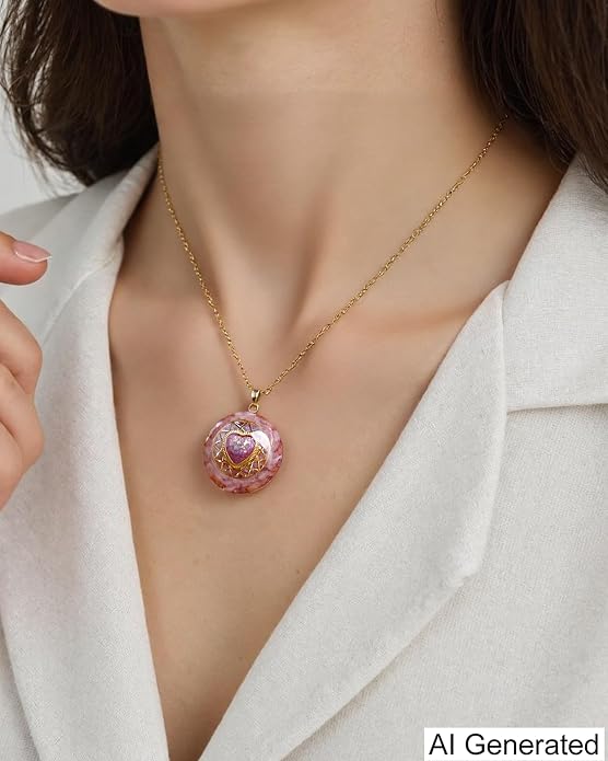 Day Day Up Orgone Pendant Heart Energy Necklace - Healing Crystal Necklaces For Women With Reiki Quartz Gemstones - Fashion Jewelry