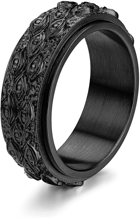 GTHIC Stainless Steel Eye of Providence Spinner Ring for Men Women Black Gold Silver Gothic Ring All Seeing Eye Rotating Band Ring Vintage Evil Eye Fidget Rings For Anxiety Jewelry Size 6-13