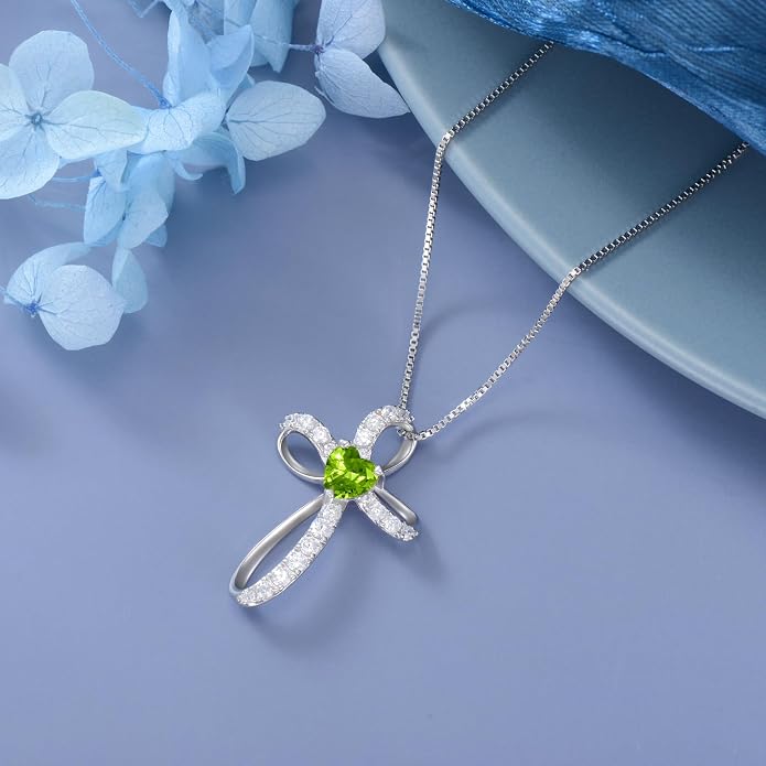 AENEAS Sterling Silver Cross Necklace for Women Birthstone Necklace Cross Necklace Birthstone Jewelry Gifts for Birthday Mothers Day
