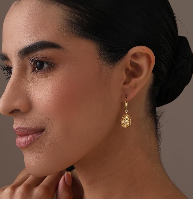 LeCalla 925 Sterling Silver Leverback Drop Earrings | Lightweight Italian Teardrop Dangle Earring for Women