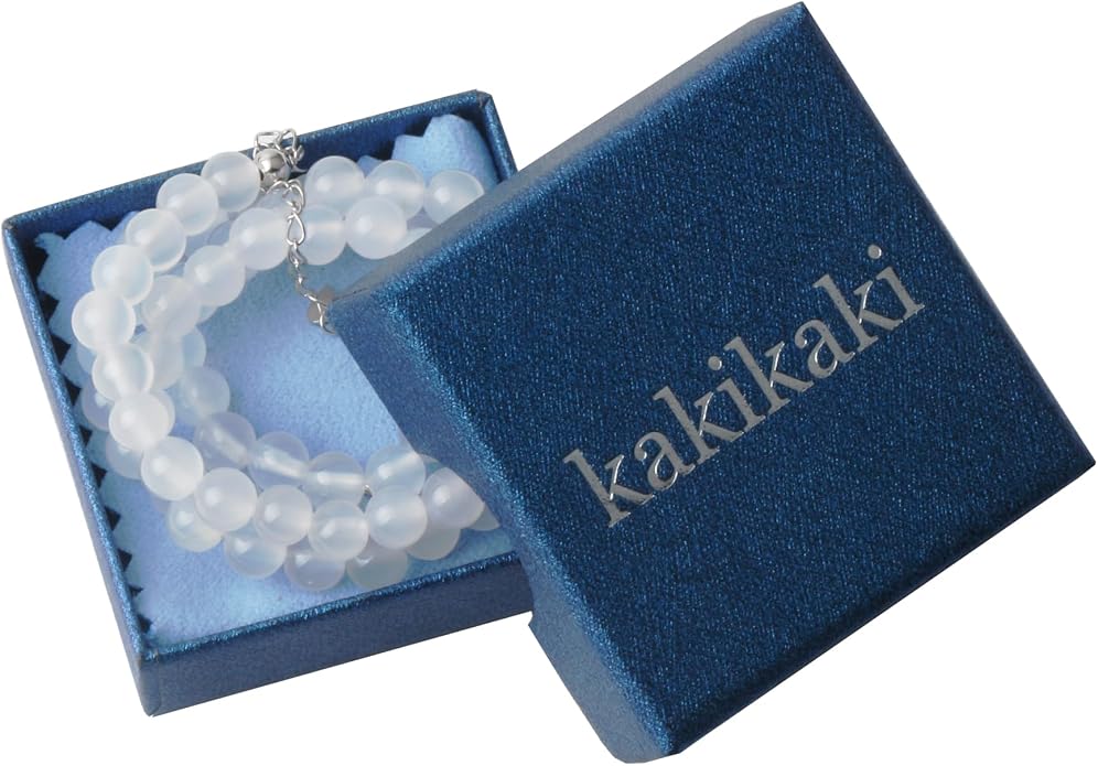 Kakikaki Natural Agate Choker Necklace Sterling Silver Round Beads Strand Necklace for Women