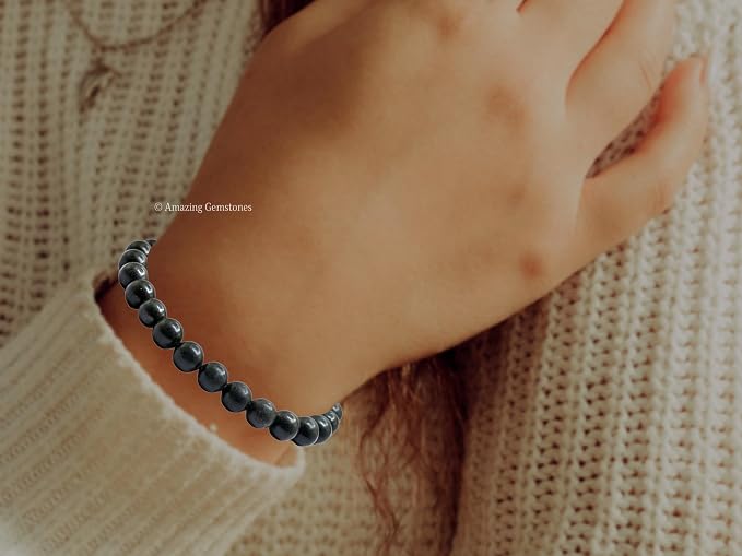 Amazing Gemstone Shungite Bracelet, Gifts for Men & Women - Protection Healing Crystal Bracelet - 8mm Gemstone Beaded Adjustable Bracelet, Pulseras para Hombres Mujer Stocking Stuffers