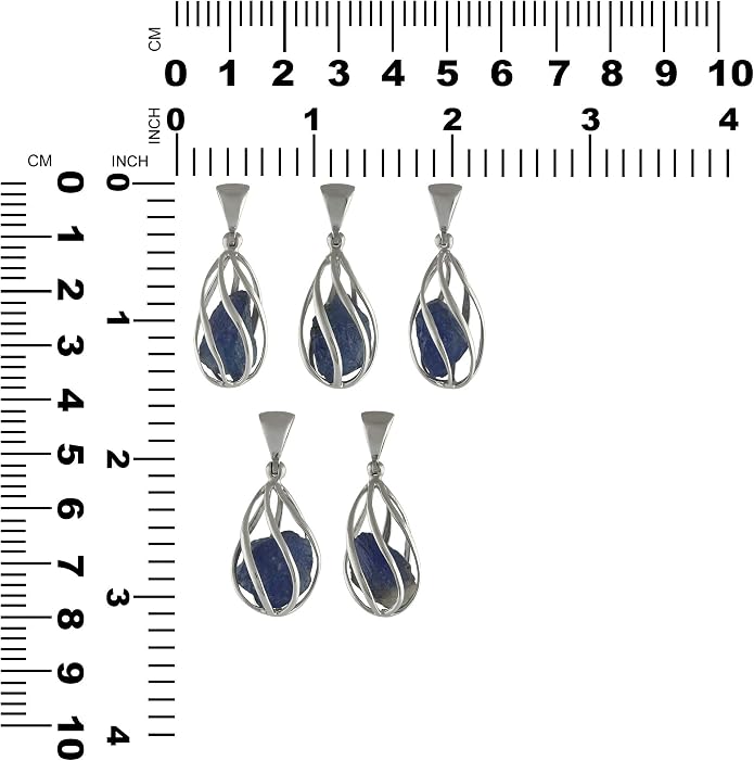 Starborn Gemstone teardrop Style Cage Pendant Sterling Silver