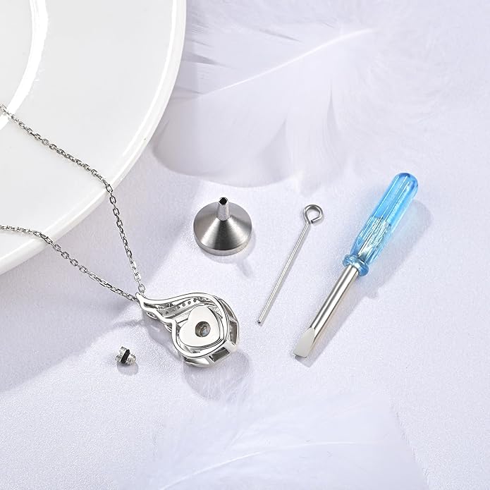 Cremation Jewelry 925 Sterling Silver Teardrop Urn Necklace for Ashes Heart Shape Memorial Keepsake Pendant for Human Ashes for Women Gift