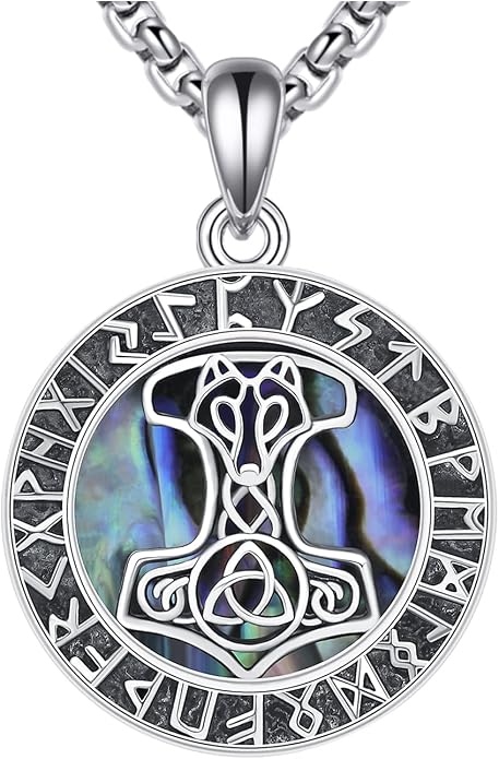 Viking Compass Necklace Sterling Silver Runes Vegvisir Pendant Necklace Mothers Day Jewelry Gift for Women Mom