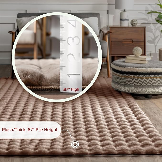 nuLOOM Jeni Taupe Checkered Washable Area Rug, 5' x 8'